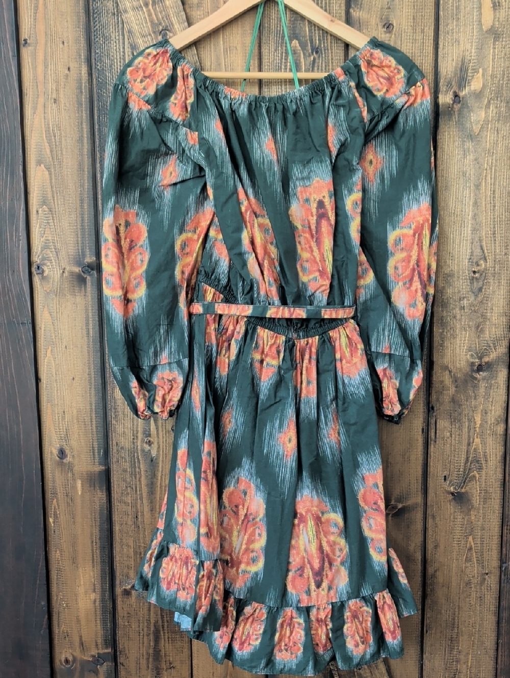 A LOVES A A-LINE DRESS 100% COTTON POPLIN BELTED ABSTRACT FLORAL SZ M NWOT